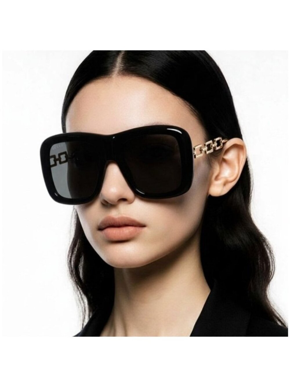Gucci GG0499S Black Oversized Sunglasses 001 New